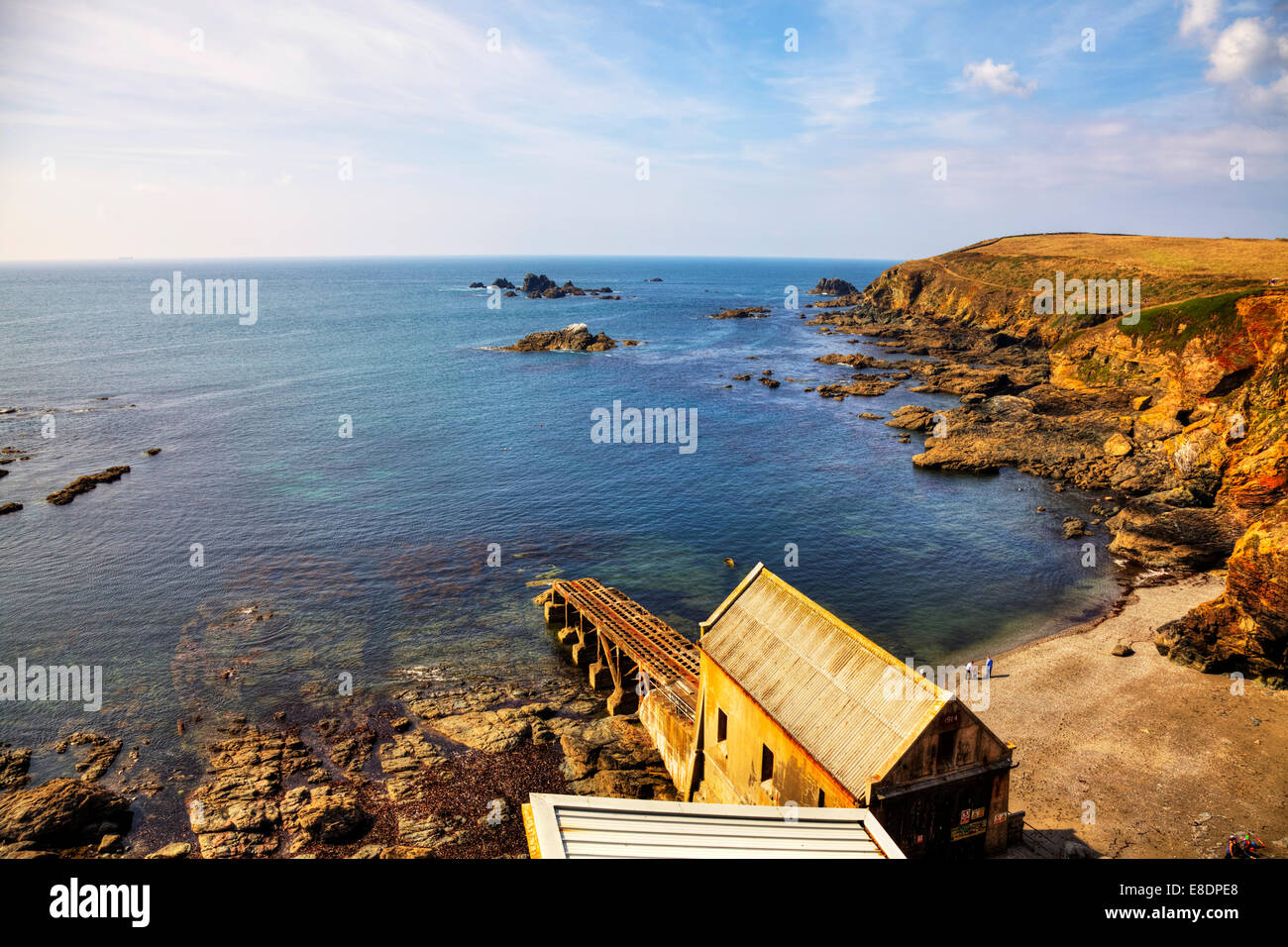 Die Lizard Halbinsel Haus Helling Boottouristen Blick Auf Das Meer