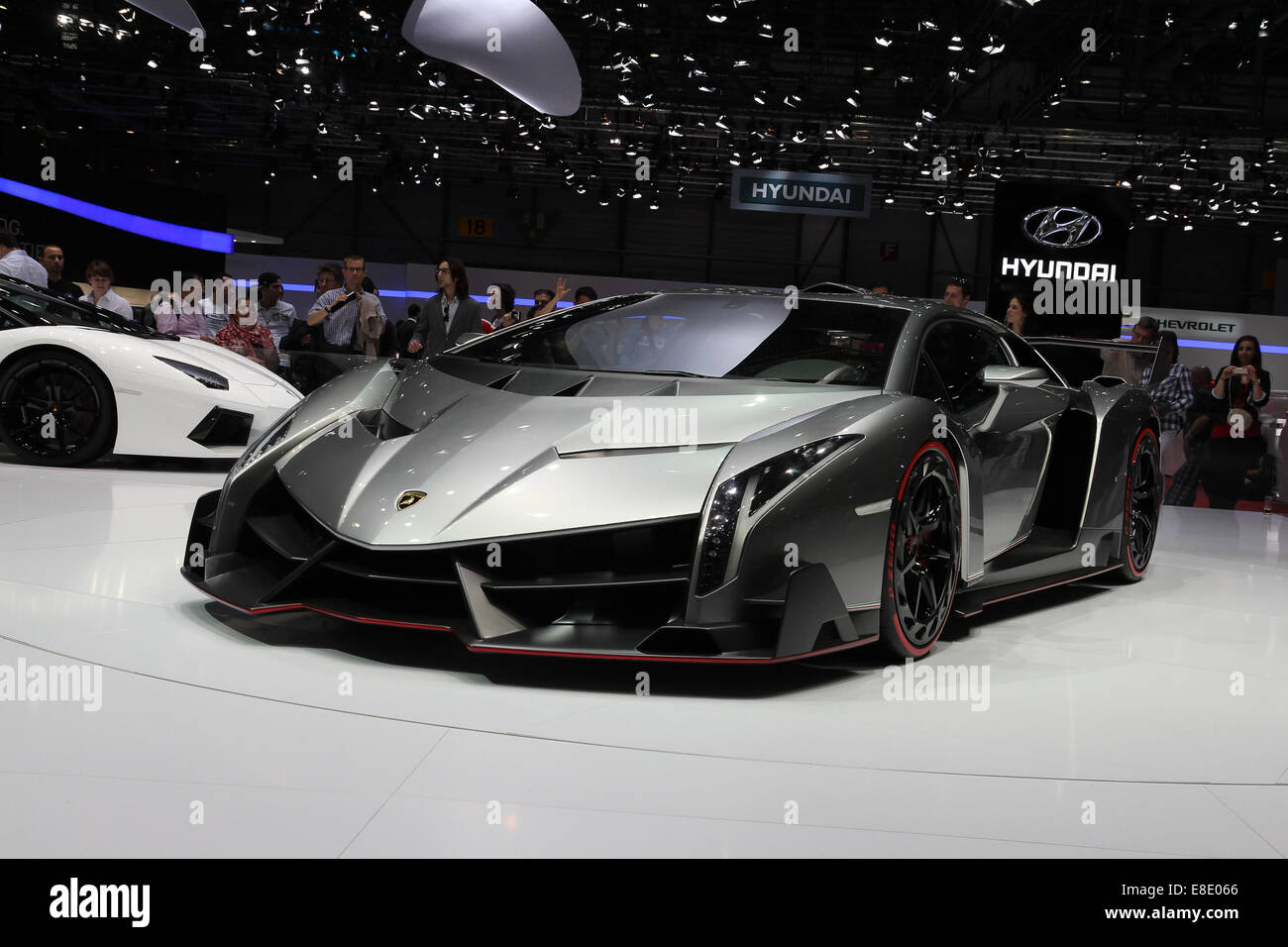 Enthüllung des Lamborghini Veneno auf Genfer Autosalon 2013. Stockfoto