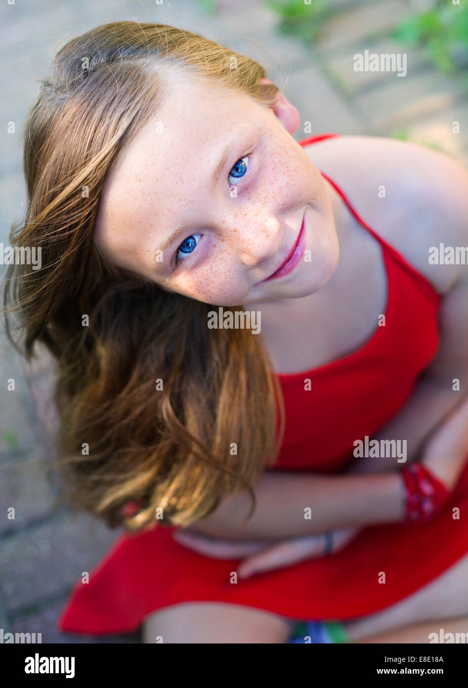 Kind-Porträt eines jungen roten Kopf. Stockfoto