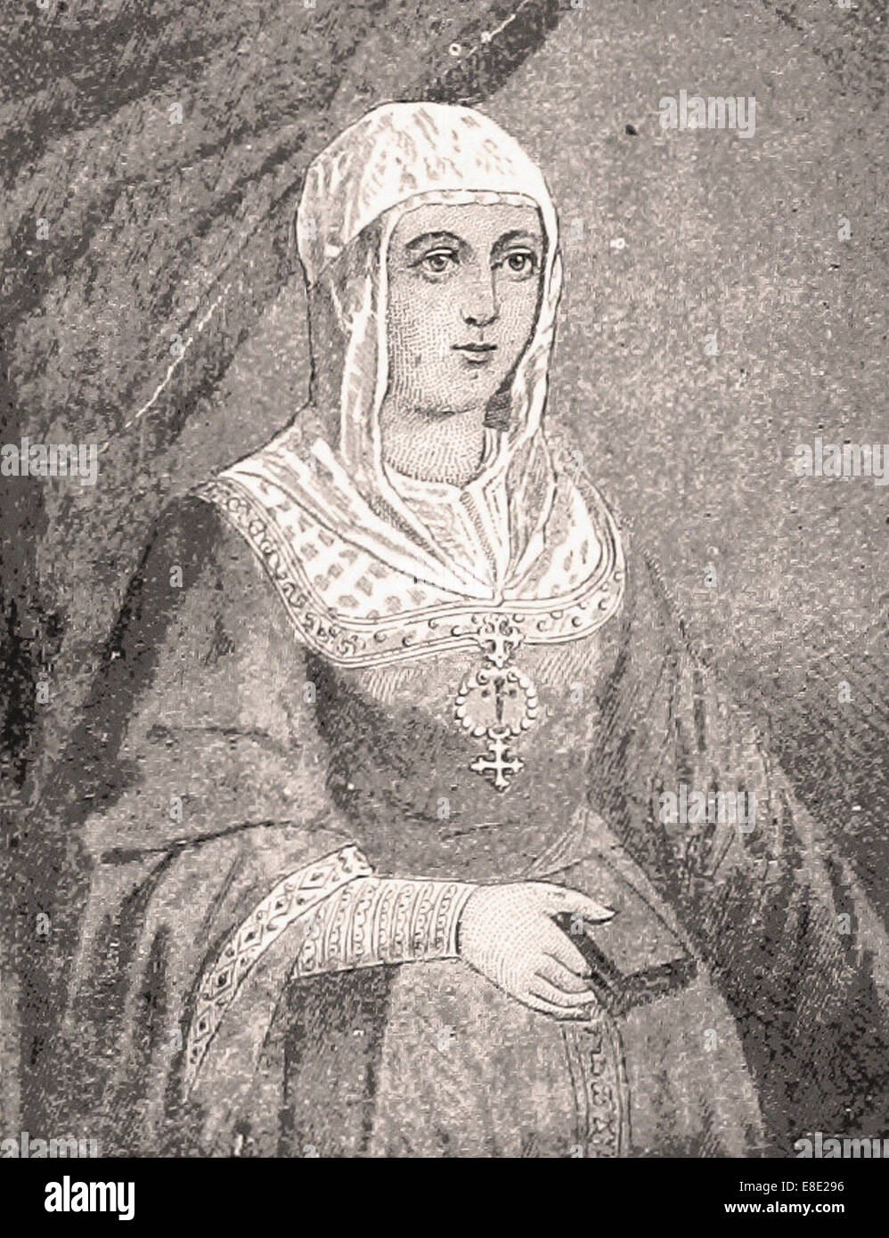 Porträt der Königin Isabella von Spanien-Gravur - XIX. Jahrhundert Stockfoto