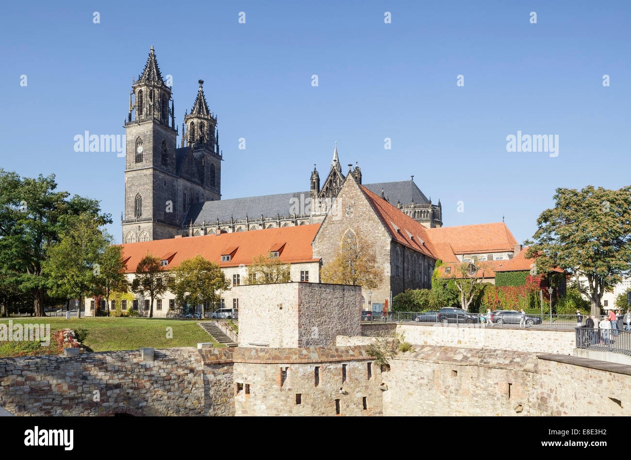 Kathedrale und Bastion Cleve, Magdeburg, Sachsen Anhalt, Deutschland Stockfoto