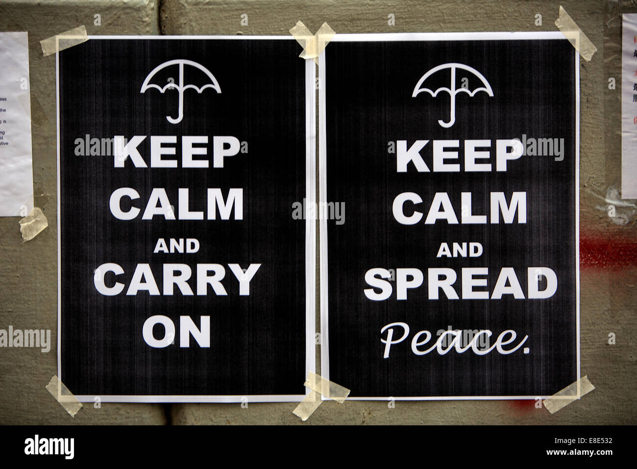 Ruhe bewahren, weitermachen und Frieden zu verbreiten. Stockfoto