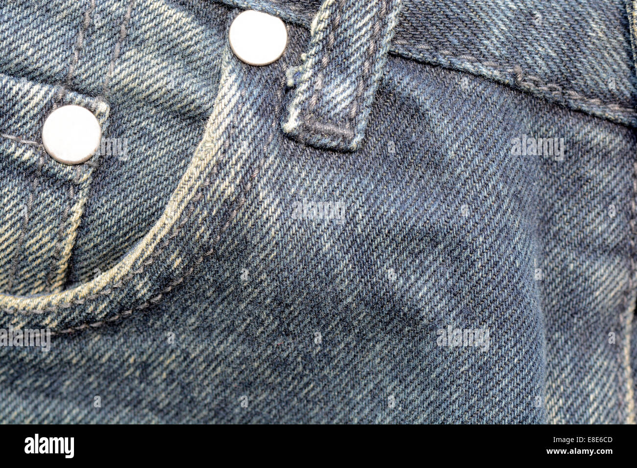 Jeans Tasche Closeup; Textur-Hintergrund von Jeans und Taschen Stockfoto
