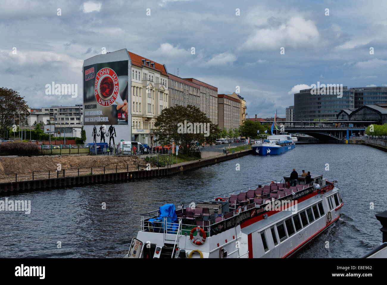 Berlin, Deutschland, Poster Mindestlohn ohne Ausnahme Stockfoto