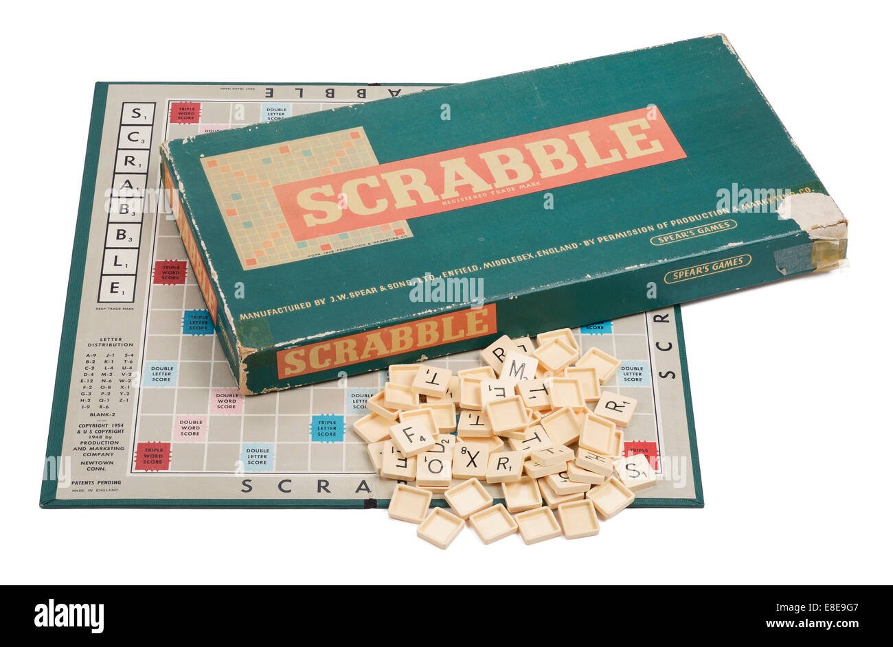 Ein original Vintage Spiel Scrabble von Spears Spiele Stockfoto