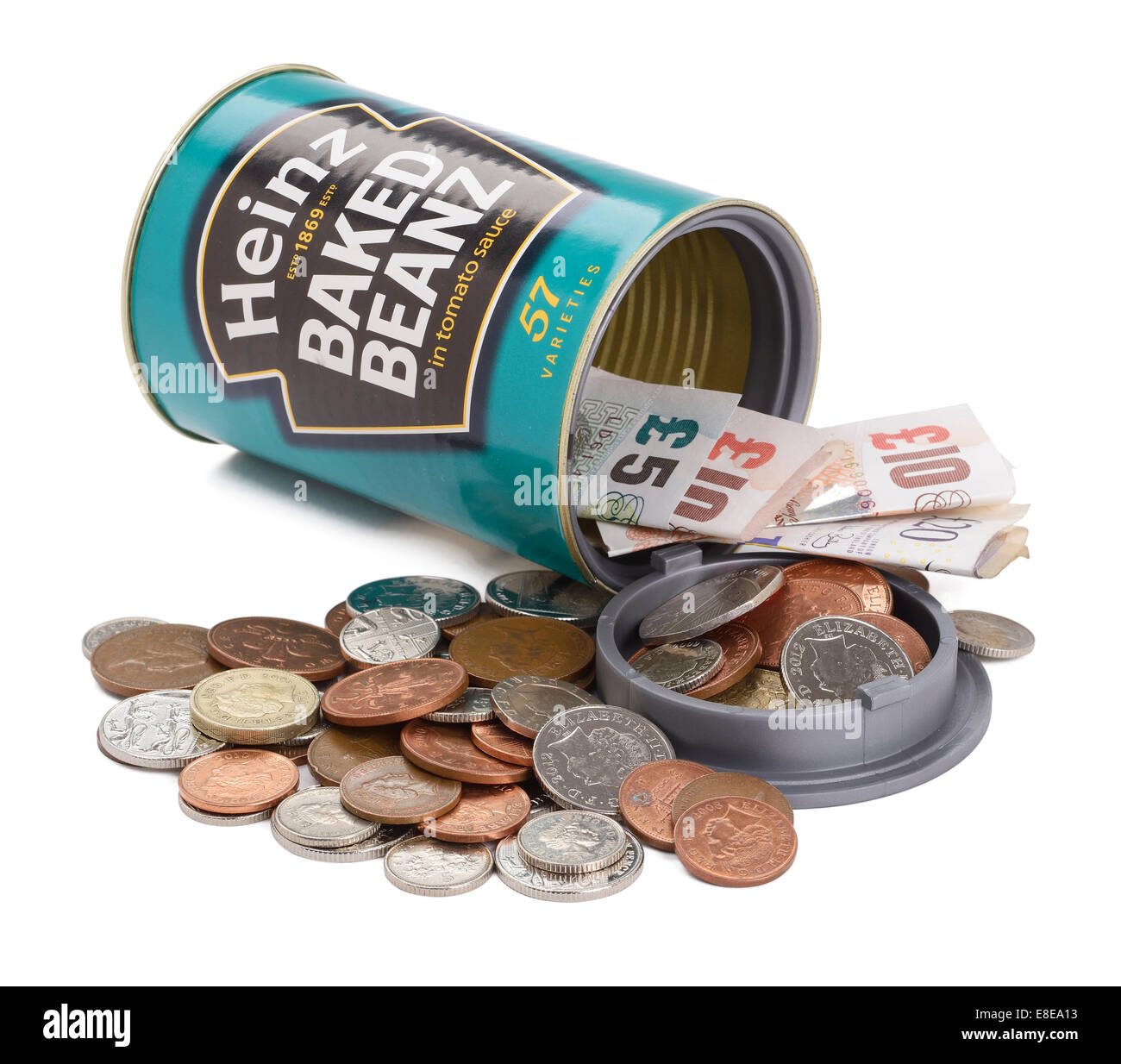 Gefälschte Heinz Baked Beans sichere Lagerung Zinn Stockfoto