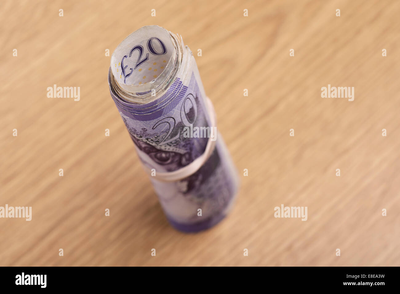 Bündel von UK zwanzig Pfund-Noten Stockfoto