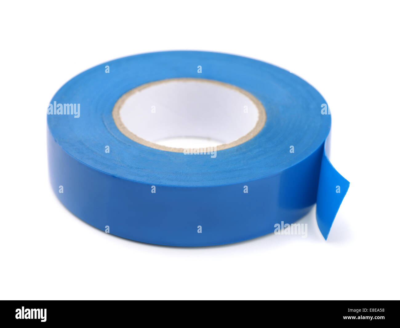 Blaue elektrische Isolierband isoliert auf weiss Stockfoto