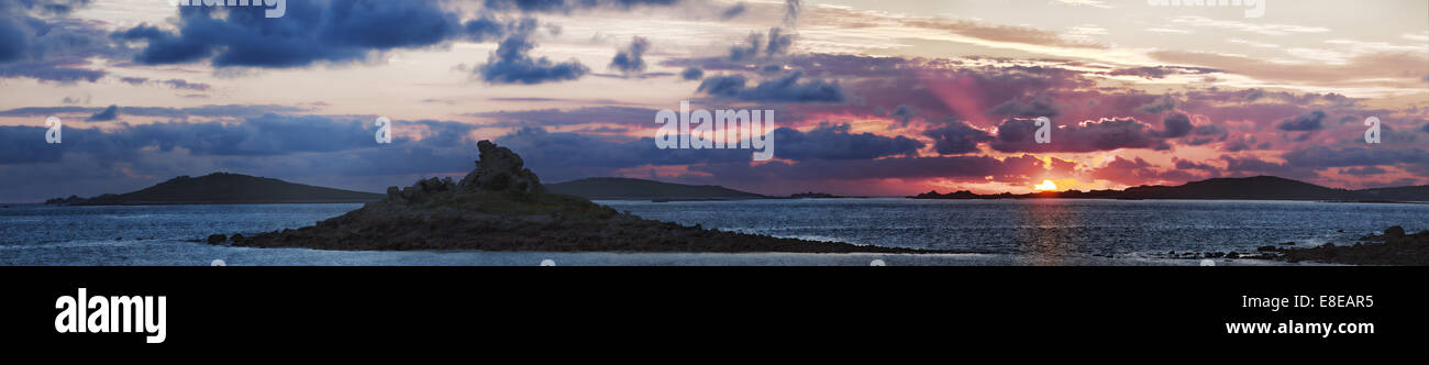 Einen Panoramablick auf den Scilly-Inseln Stockfoto