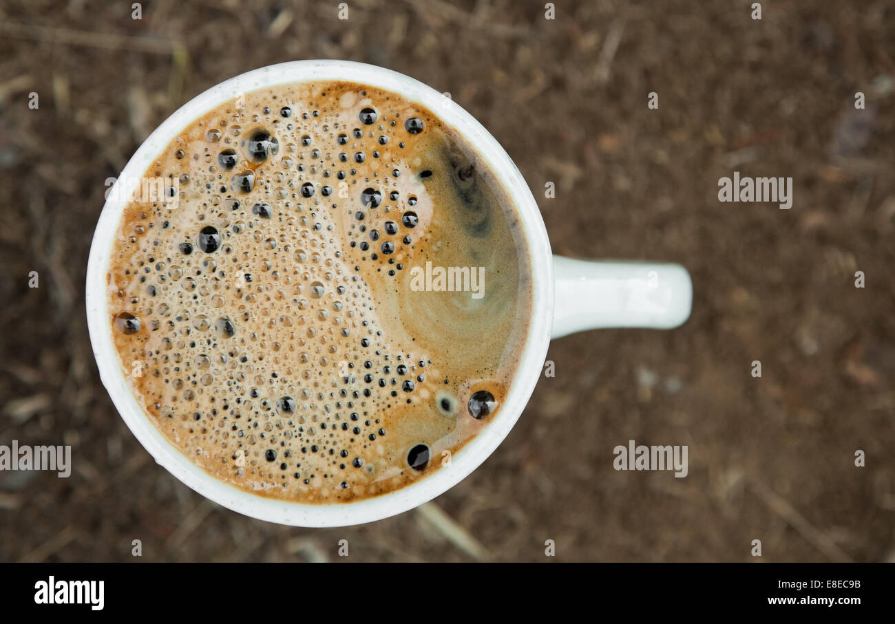 Close-up Tasse frischen Kaffee Stockfoto