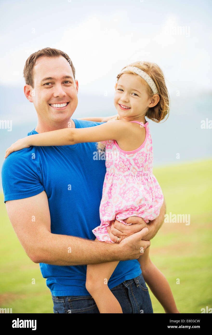Porträt der glückliche Vater und Tochter Stockfoto