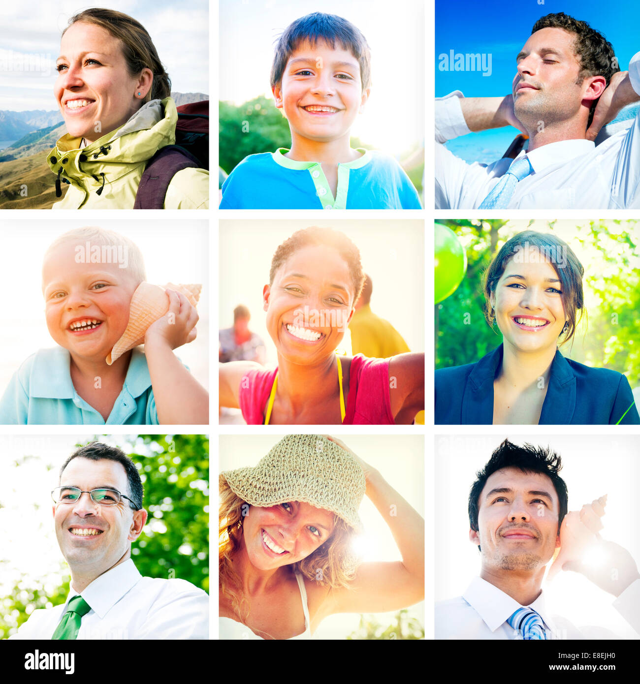 Porträt des multiethnischen vielfältige fröhliche Menschen Stockfoto