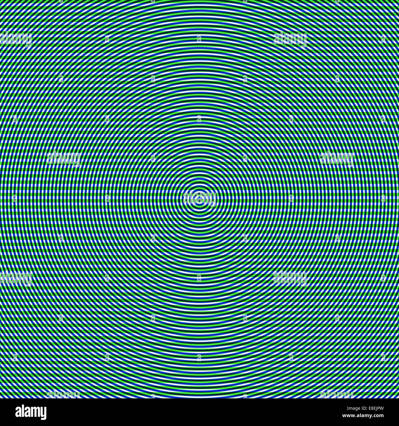 Blauer Kreis-Muster in grün und weiß gesäumt Hintergrund, eine abstrakte Illusion hypnotisieren Stockfoto