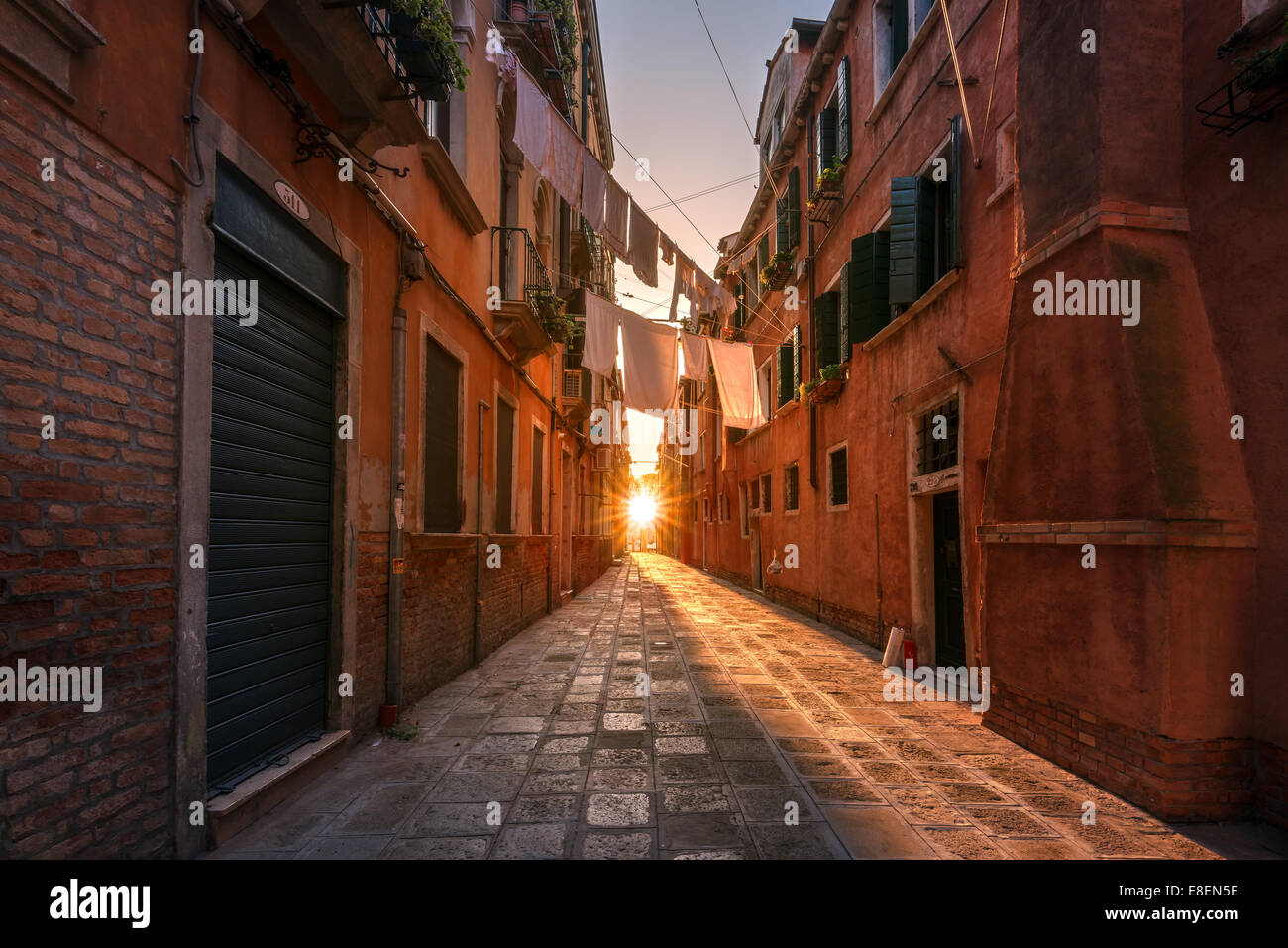 Venedig-Straße am Vormittag Stockfoto