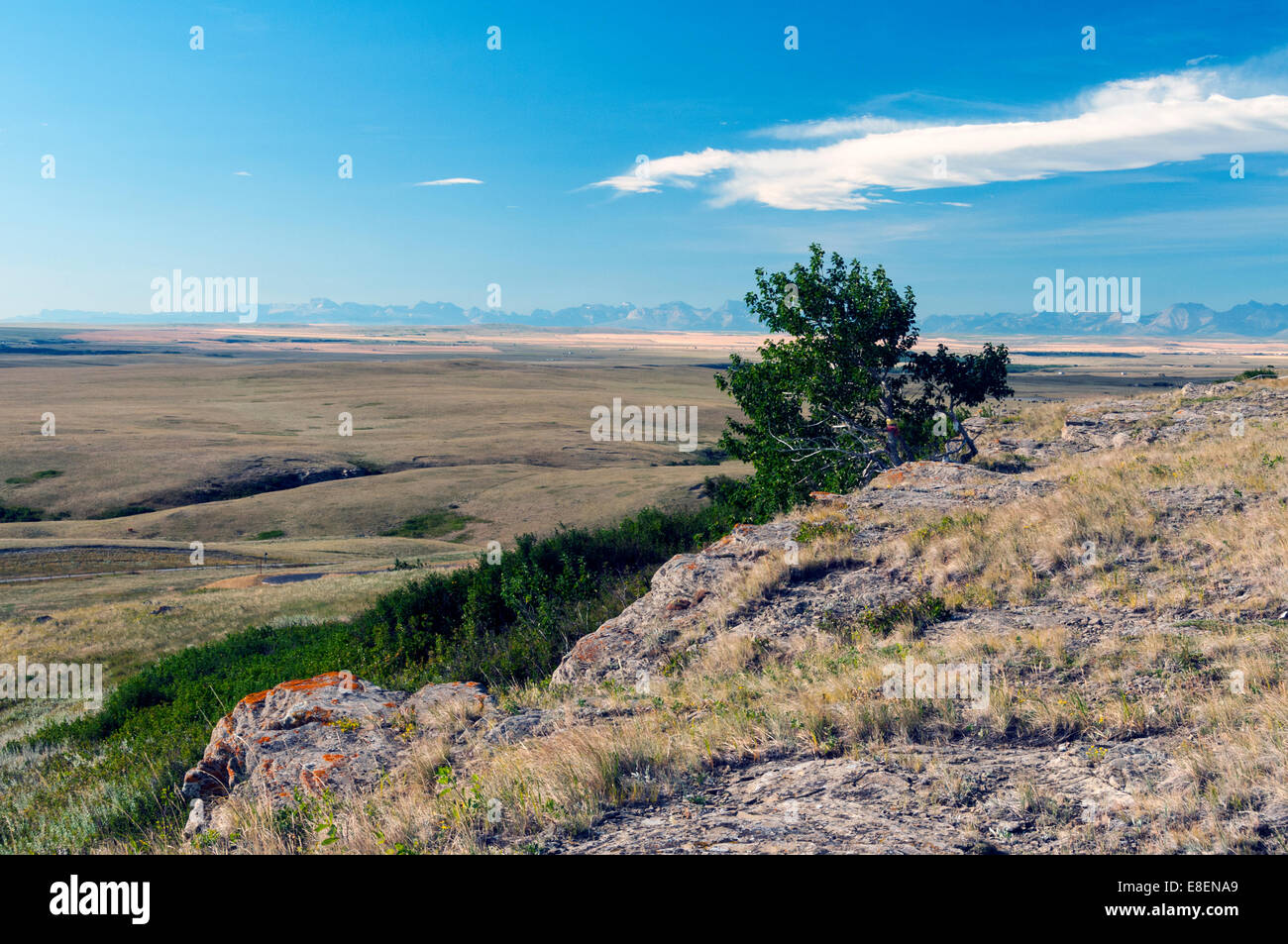 Elk203-6829 Kanada, Alberta, Fort Macleod, Kopf zertrümmert In Buffalo Jump, Klippe Landschaft Stockfoto