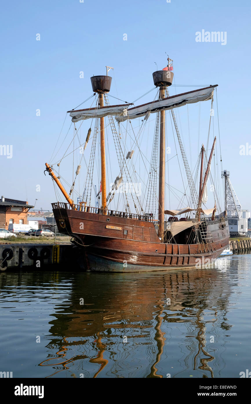 Historisches Schiff Replik, Lisa von Lübeck, Hafen, Lübeck, Schleswig-Holstein, Deutschland Stockfoto