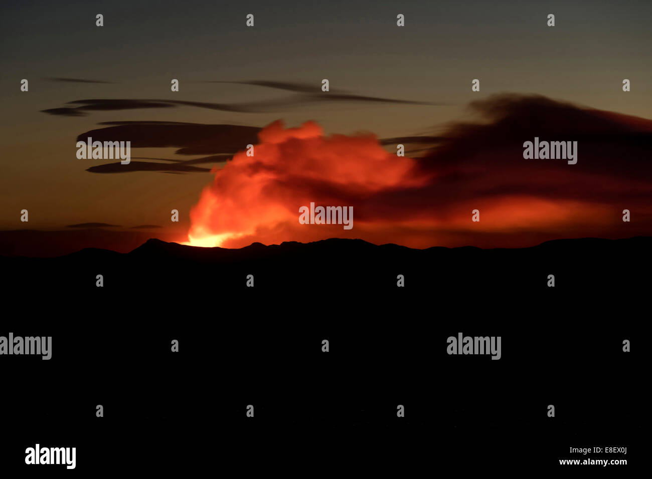 Asche und Gas Wolke aus den Holuhraun Riss Ausbruch, in der Nähe des Vulkans Bárðarbunga, Hochland, Nordosten Islands, Island Stockfoto