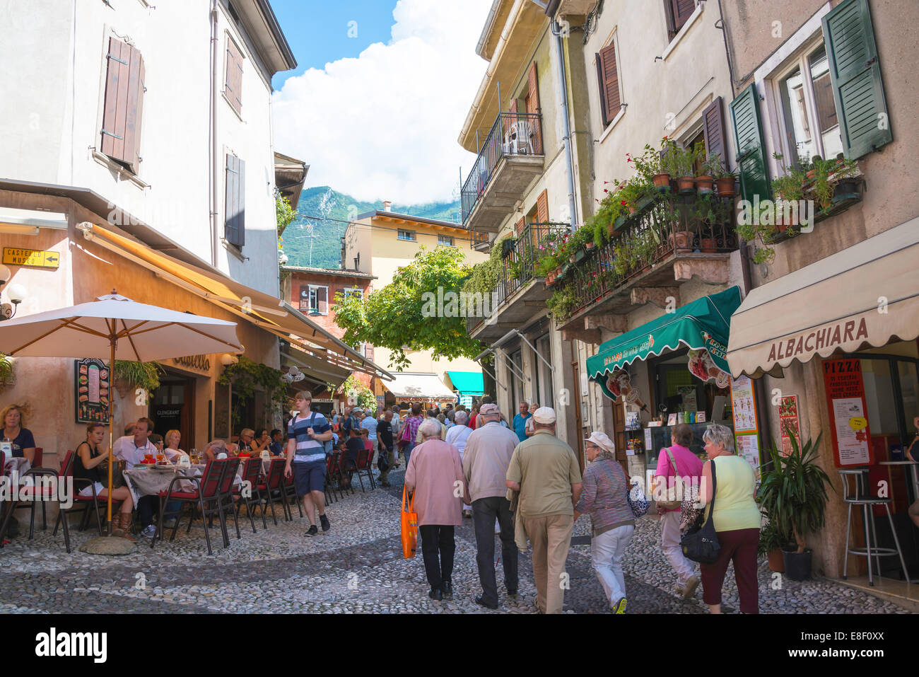 Altstadt, Malcesine, Gardasee, Italien Stockfoto