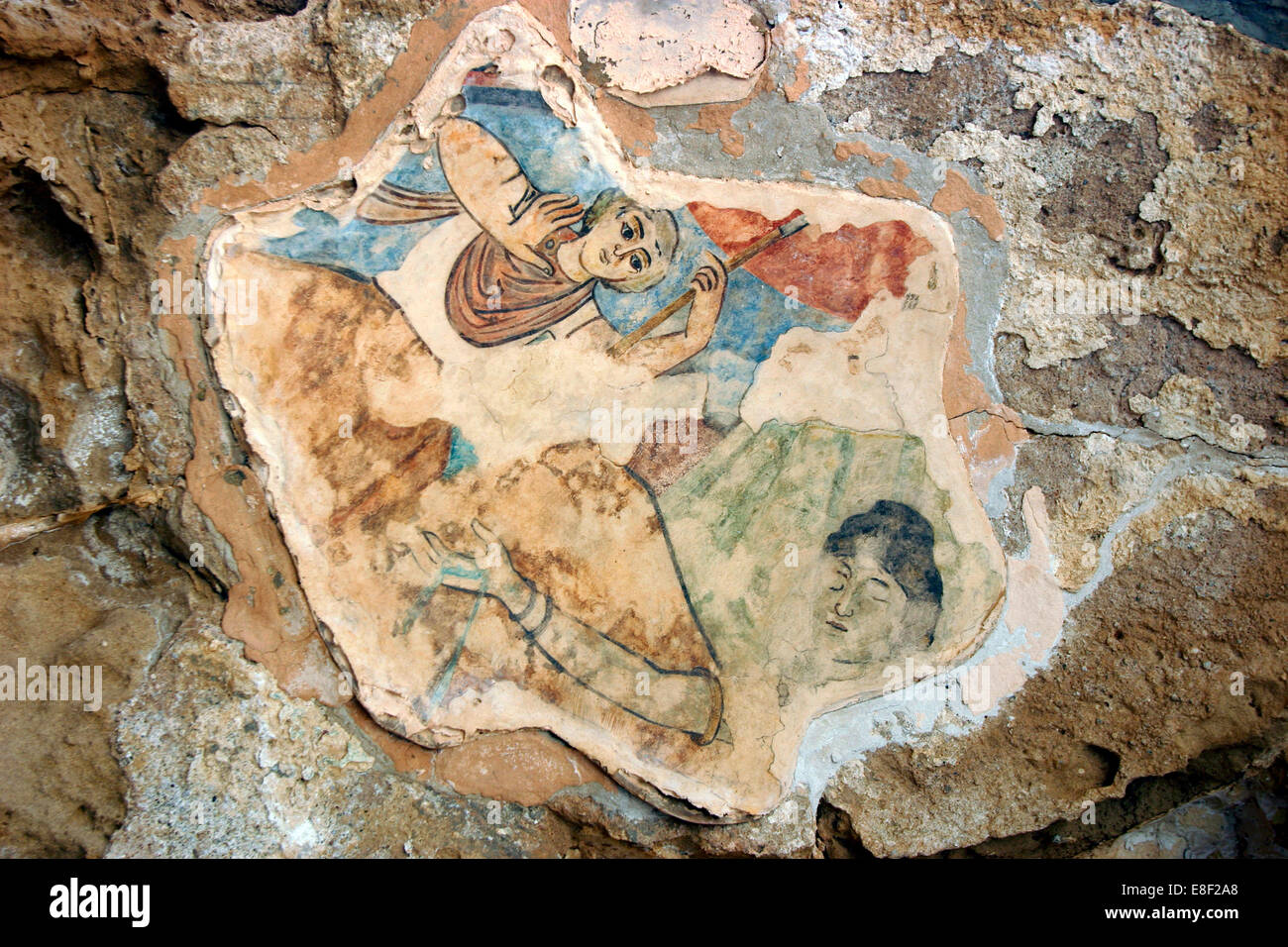 Fresko zeigt St. Elias, Roman Gymnasium, Salamis, Nord-Zypern. Stockfoto