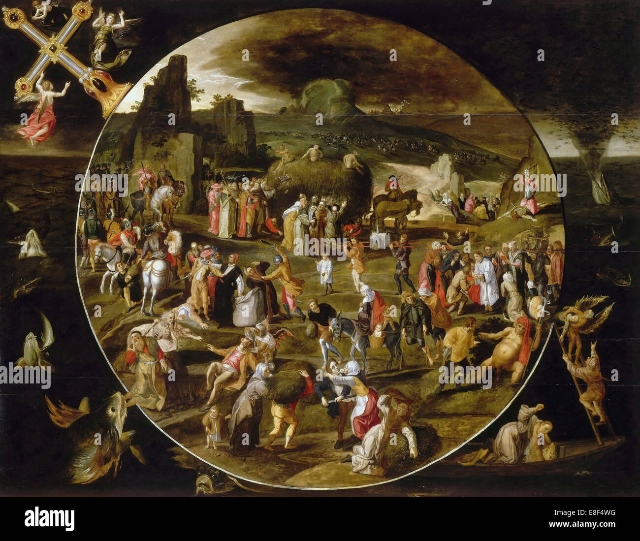 Die Heuwagen, Allegorie der Eitelkeit der Welt. Künstler: Mostaert, Gillis (1534-1598) Stockfoto