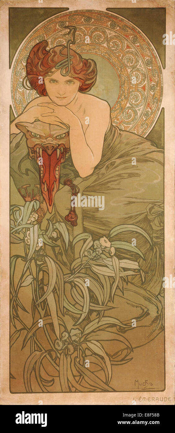 Smaragd (aus der Serie der Edelsteine). Künstler: Mucha, Alfons Marie (1860-1939) Stockfoto