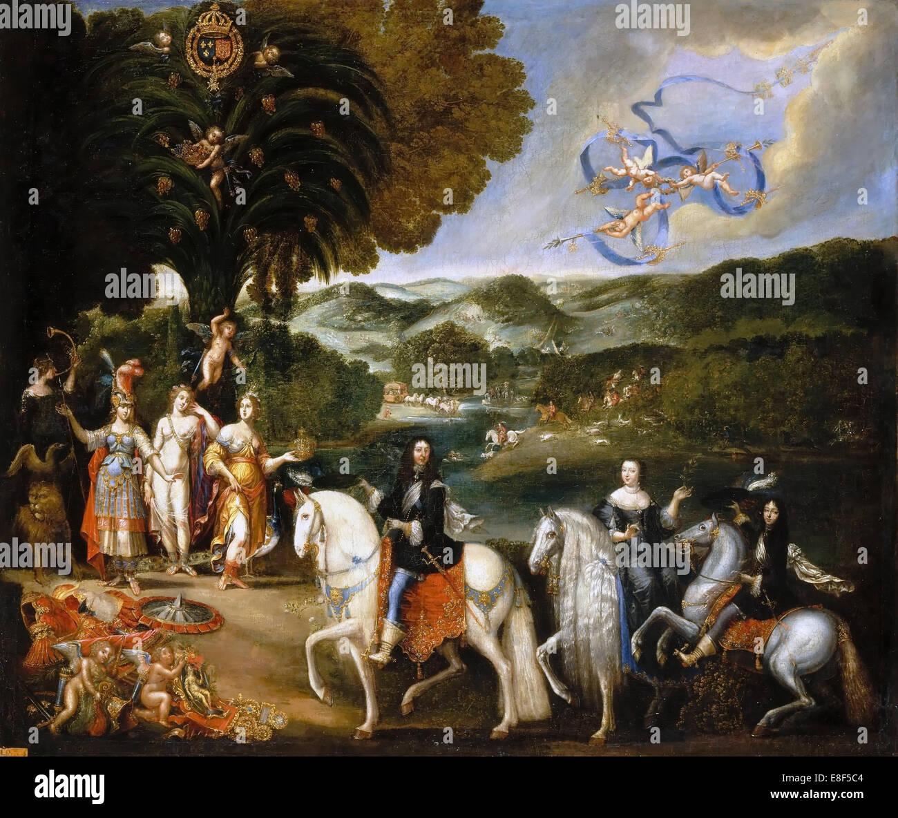 Allegorie des Vertrags über die Pyrenäen (Allegorie der Ehe von Louis XIV). Künstler: Deruet, Claude (1588-1660) Stockfoto