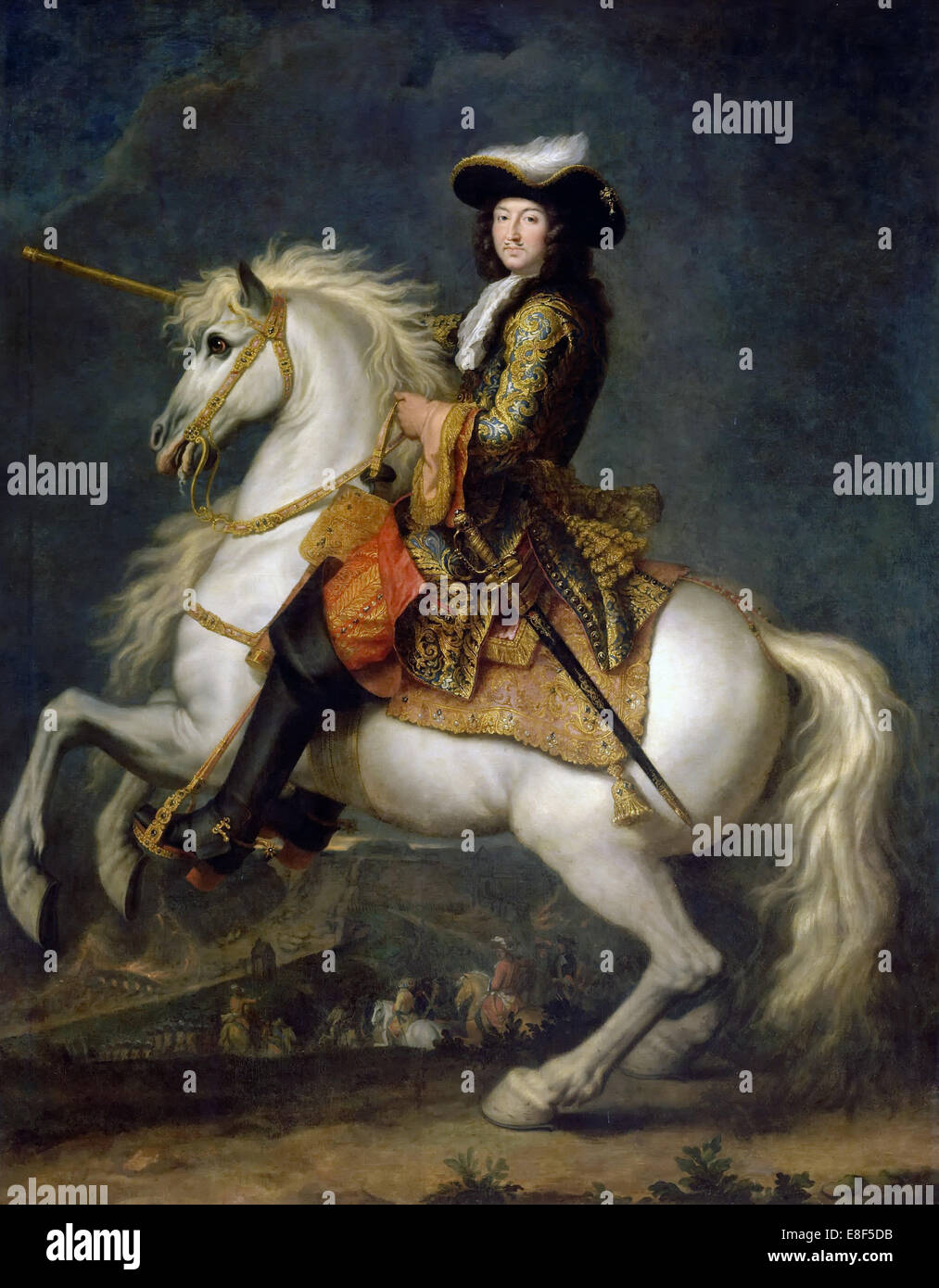 Equestrian Porträt von Louis XIV (1638-1715). Künstler: Hackten, René-Antoine (ca. 1645-1710) Stockfoto