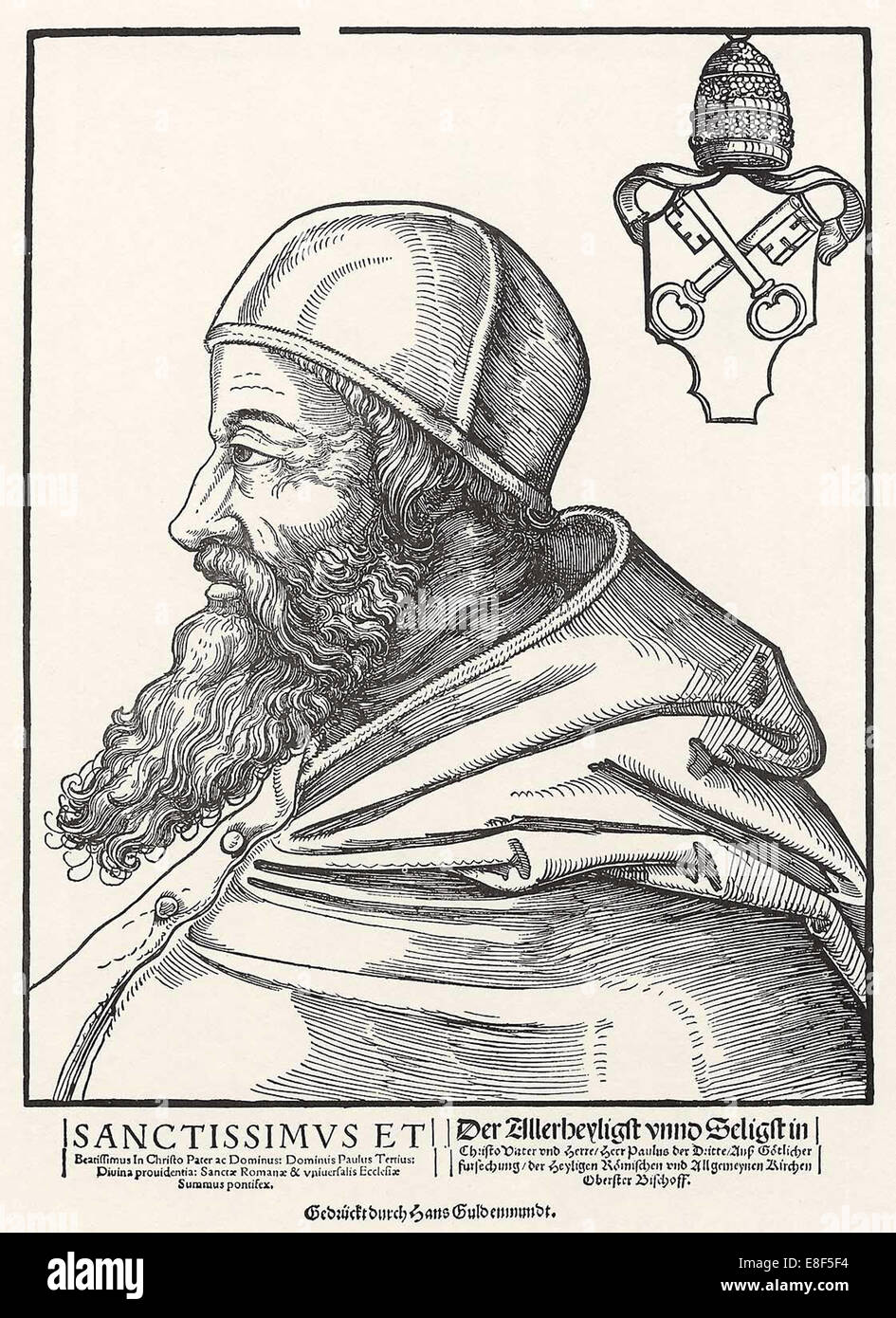 Portrait von Papst Paul III Farnese. Künstler Schoen, Erhard (1491