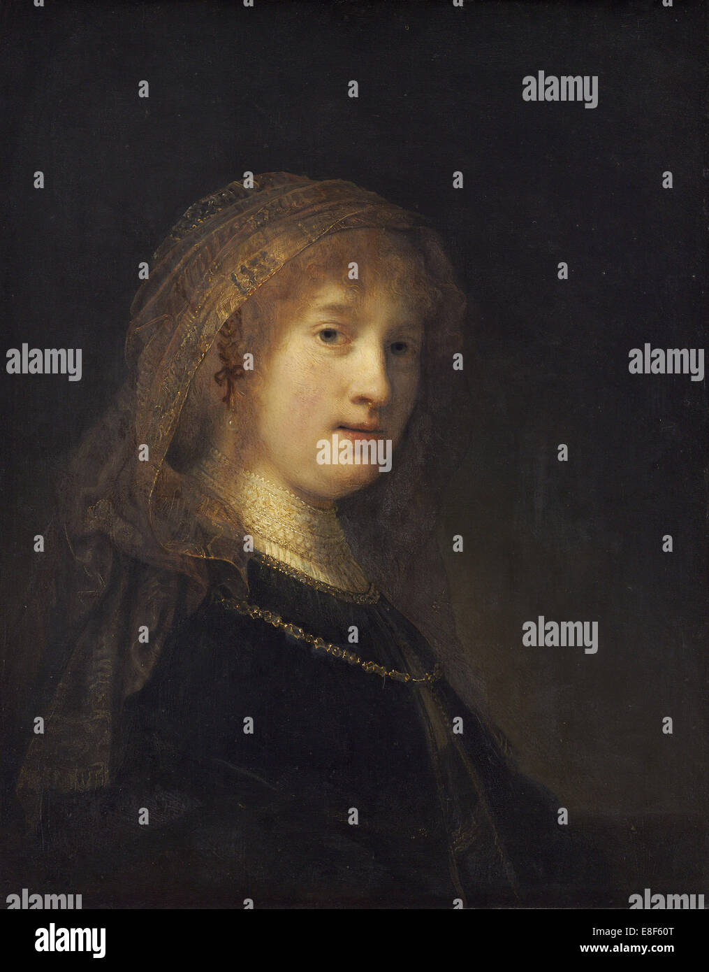 Porträt der Saskia van Uylenburgh. Künstler: Rembrandt van Rhijn (1606-1669) Stockfoto