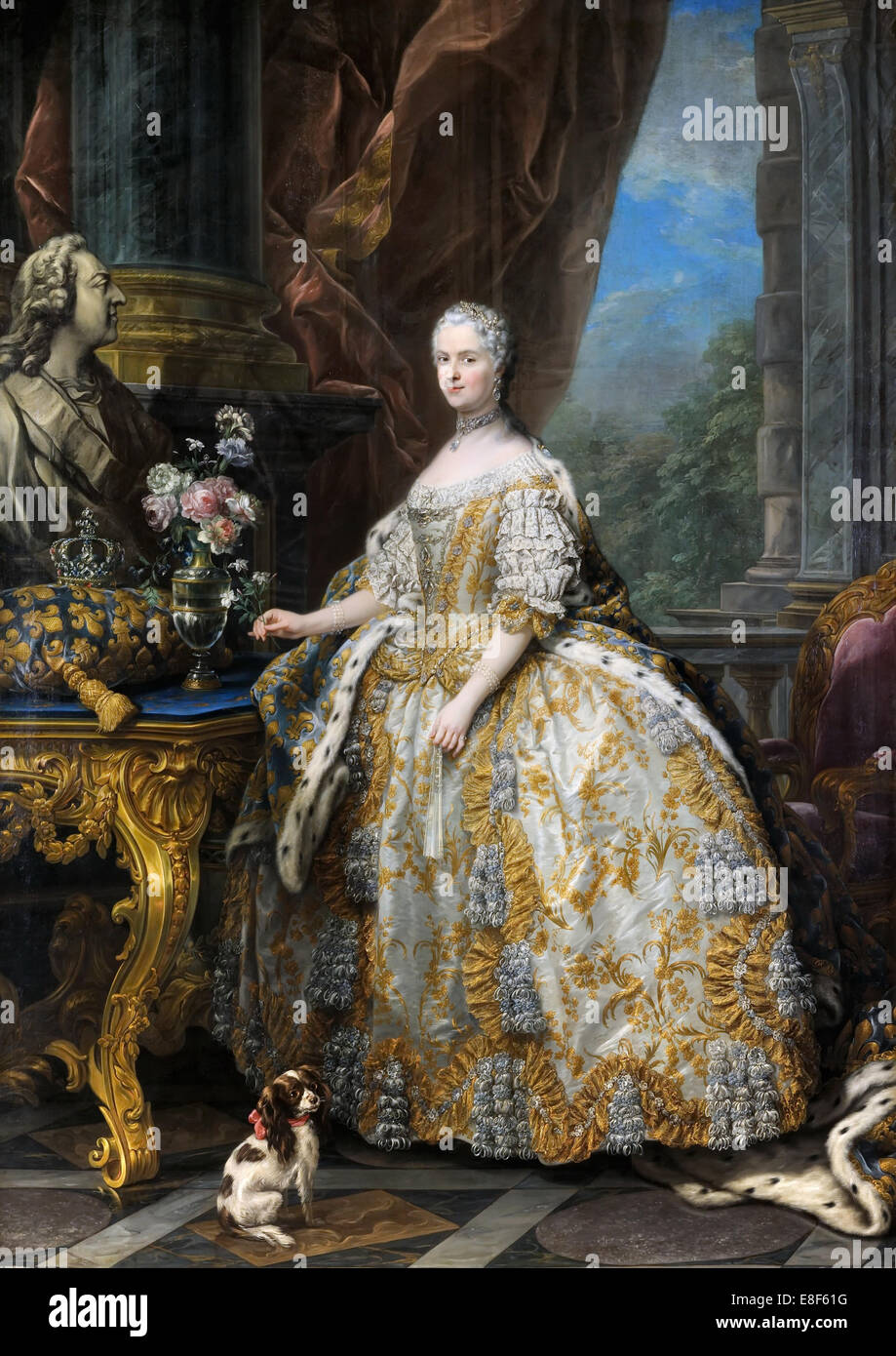 Porträt von Marie Leszczynska, Königin von Frankreich (1703-1768). Künstler: Van Loo, Carle (1705-1765) Stockfoto