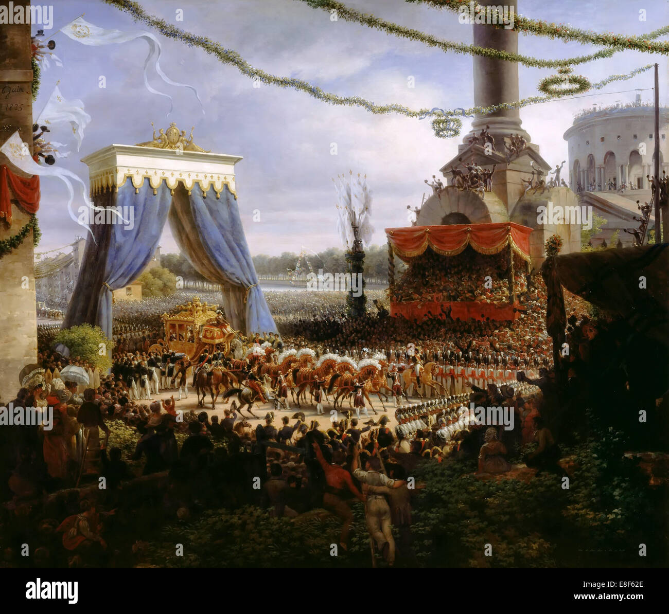 Eintrag von Charles X in Paris, nach seiner Weihe, 6. Juni 1825. Künstler: Louis-François Lejeune Baron (1775-1848) Stockfoto