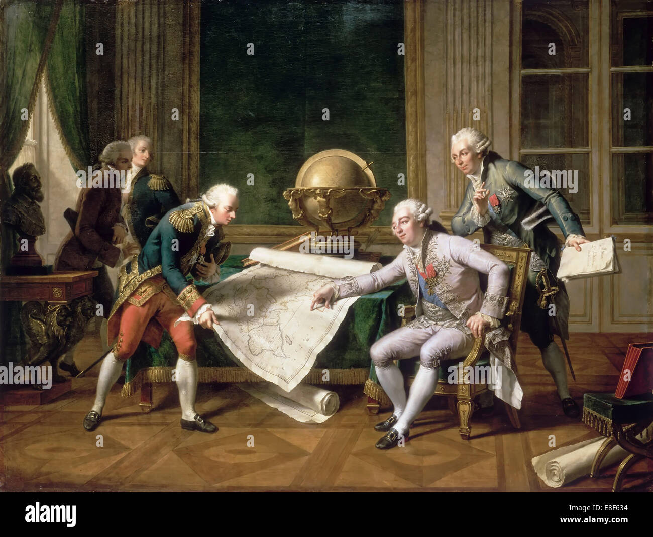 Louis XVI gibt Anweisungen, um Captain La Pérouse, 29. Juni 1785. Künstler: Monsiaux, Nicolas André (1754-1837) Stockfoto