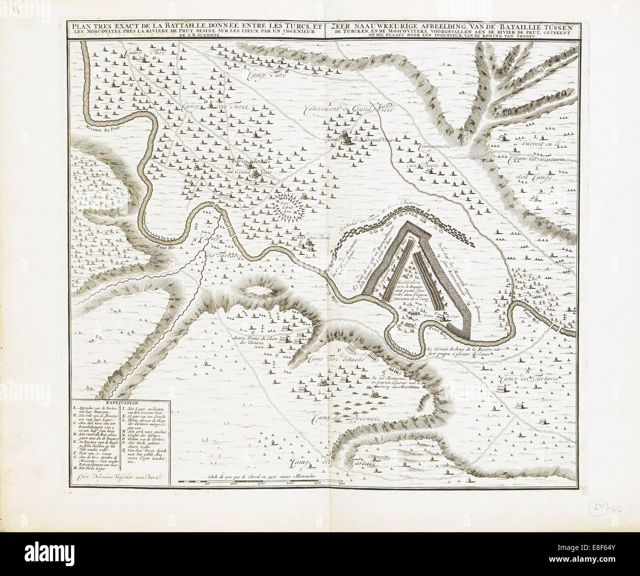 Karte der Festung von Bender. Künstler: Wolff, Jeremias (1663-1724) Stockfoto