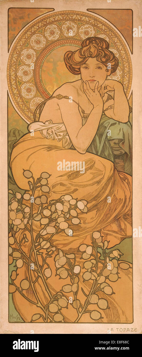 Topas (aus der Serie der Edelsteine). Künstler: Mucha, Alfons Marie (1860-1939) Stockfoto