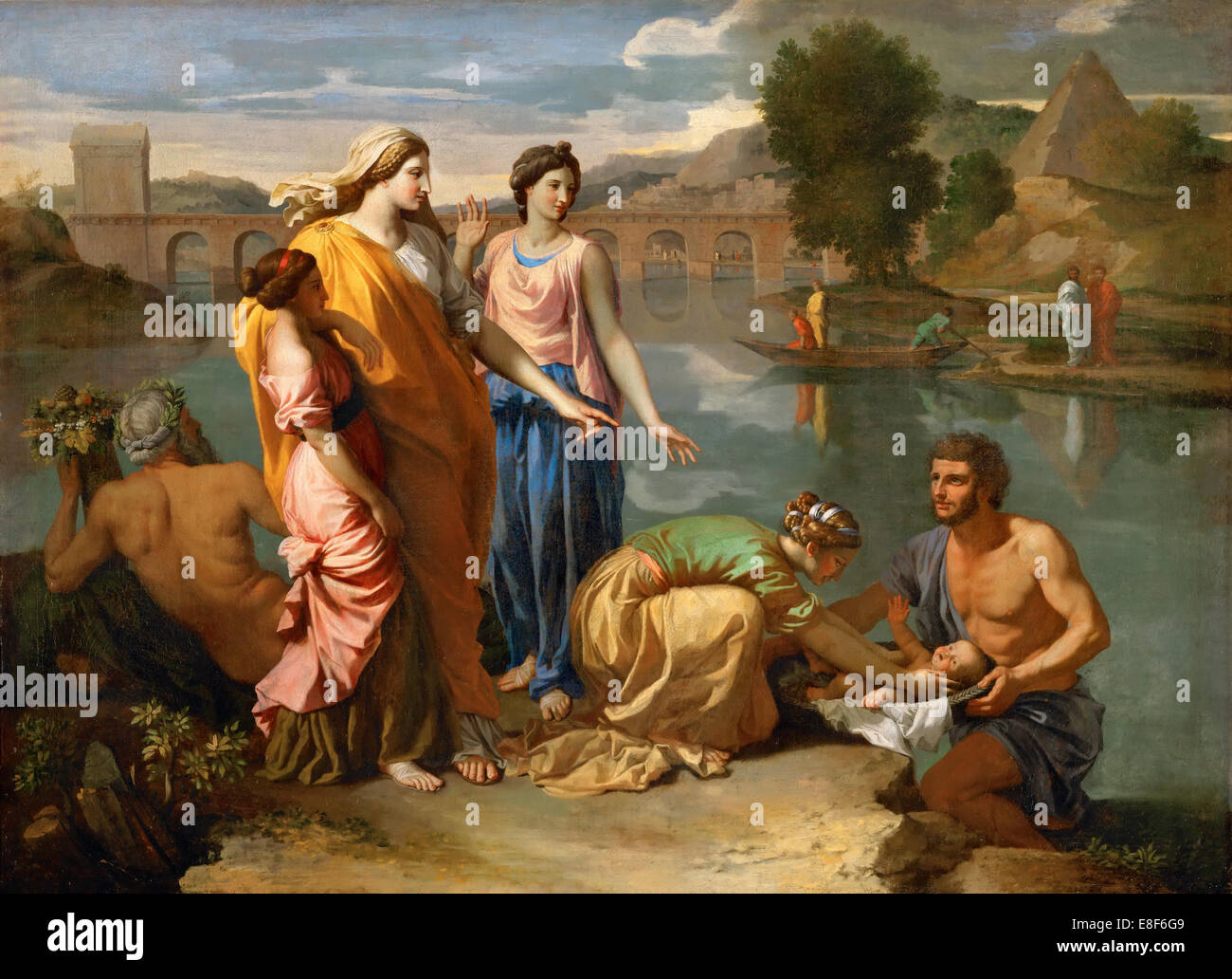 Moses aus dem Wasser gerettet. Künstler: Poussin, Nicolas (1594-1665) Stockfoto