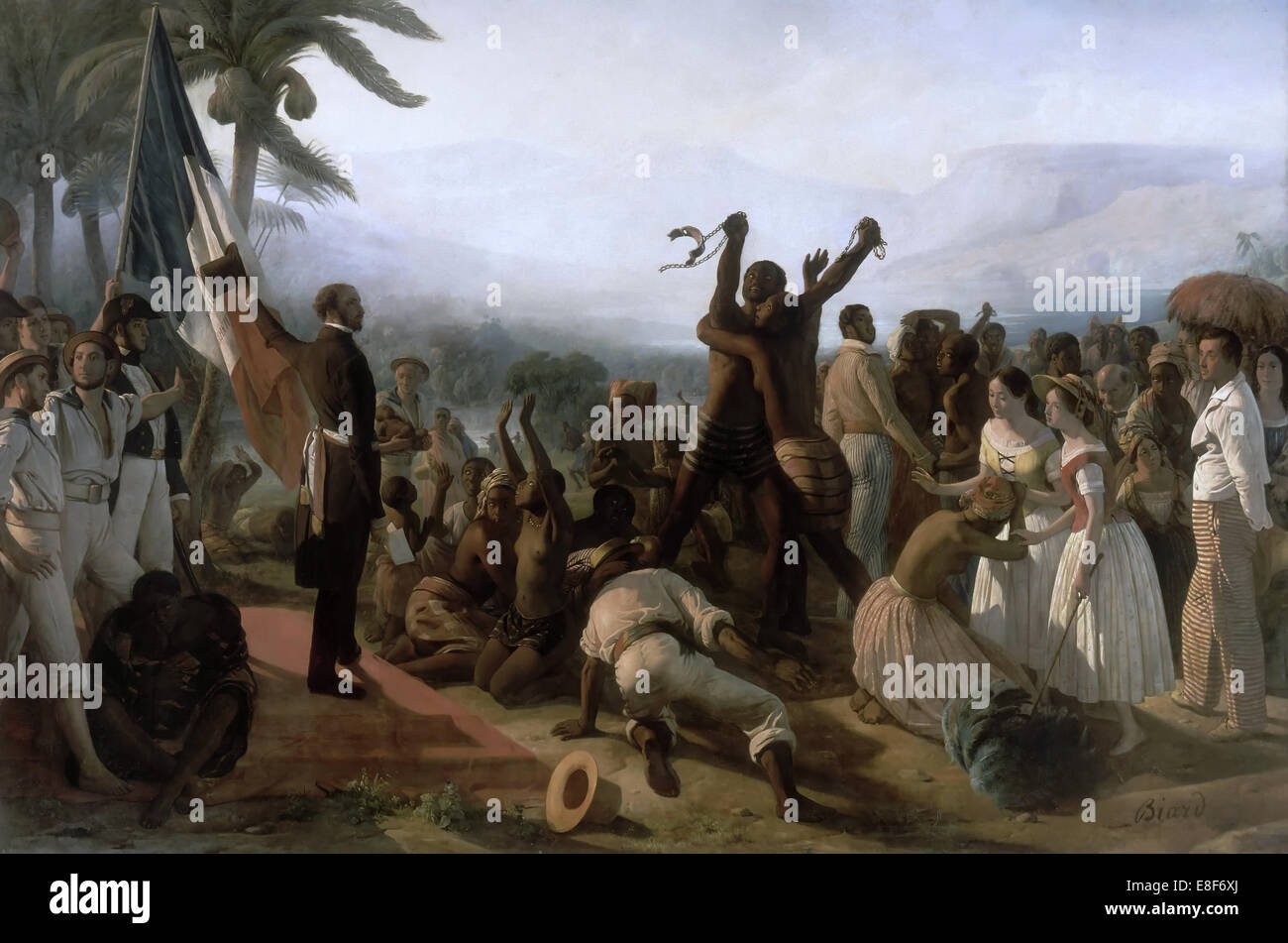 Proklamation der Abschaffung der Sklaverei in den französischen Kolonien, 27. April 1848. Künstler: Spielfeld, François-August (1798-1882) Stockfoto