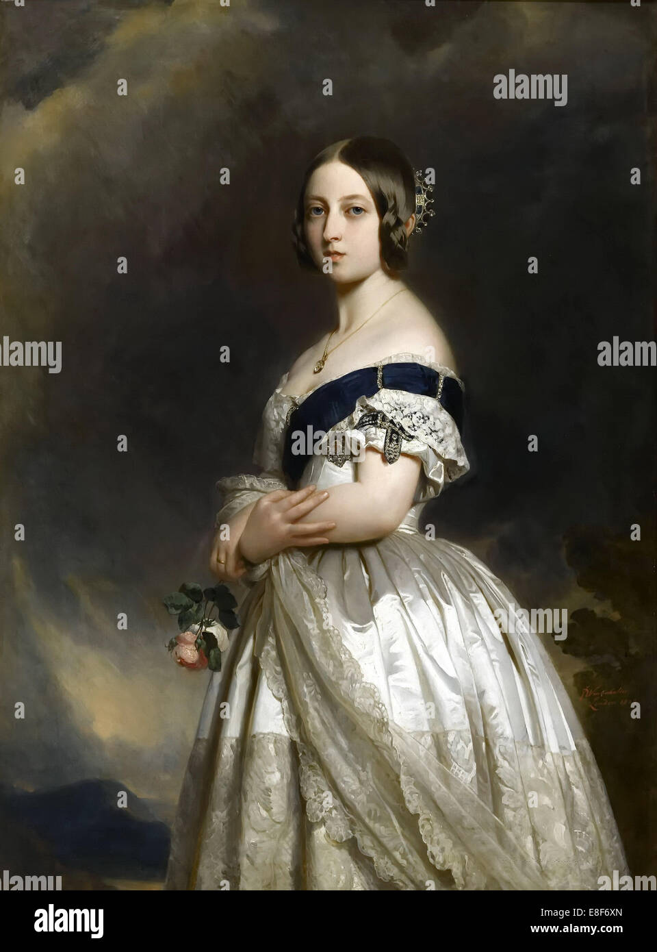 Porträt der Königin Victoria. Künstler: Winterhalter, Franz Xavier (1805-1873) Stockfoto