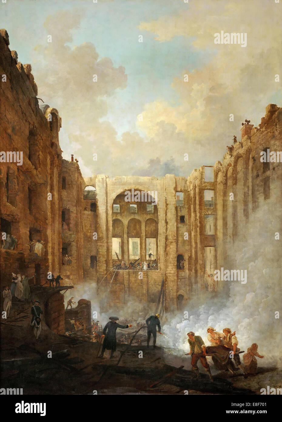 Feuer in der Oper des Palais-Royal im Jahre 1781. Künstler: Robert, Hubert (1733-1808) Stockfoto