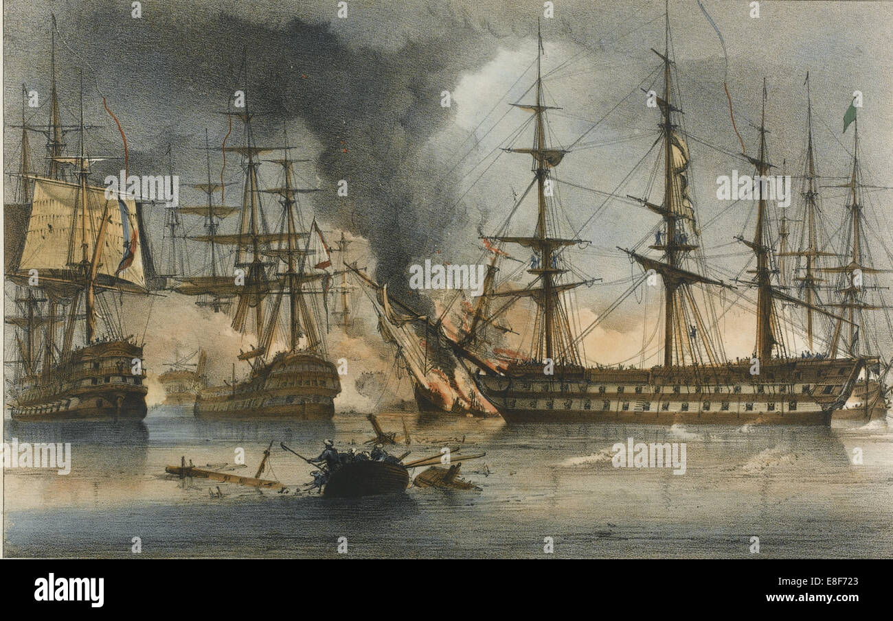 Die Seeschlacht von Navarino am 20. Oktober 1827. Künstler: Reinagle, George Philip (1802-1835) Stockfoto