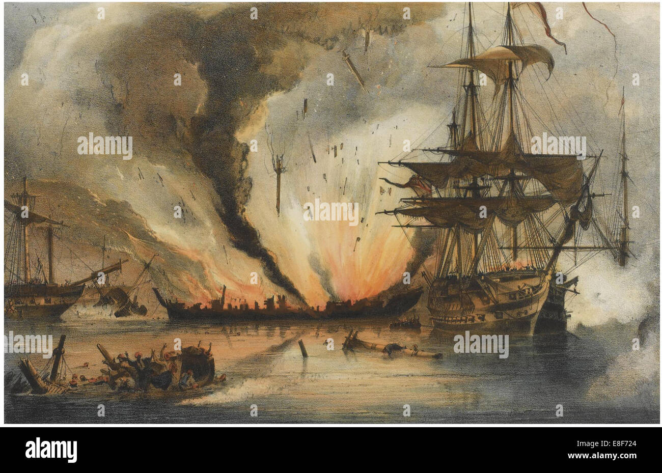 Die Seeschlacht von Navarino am 20. Oktober 1827. Künstler: Reinagle, George Philip (1802-1835) Stockfoto
