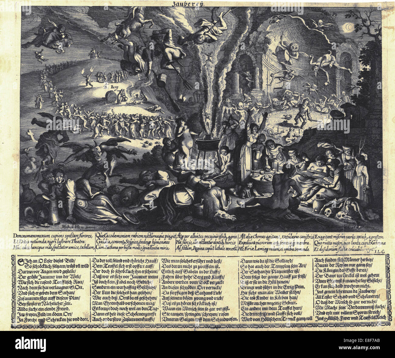 Die Hexen Sabbat. Künstler: Merian, Matthäus, der ältere (1593-1650) Stockfoto