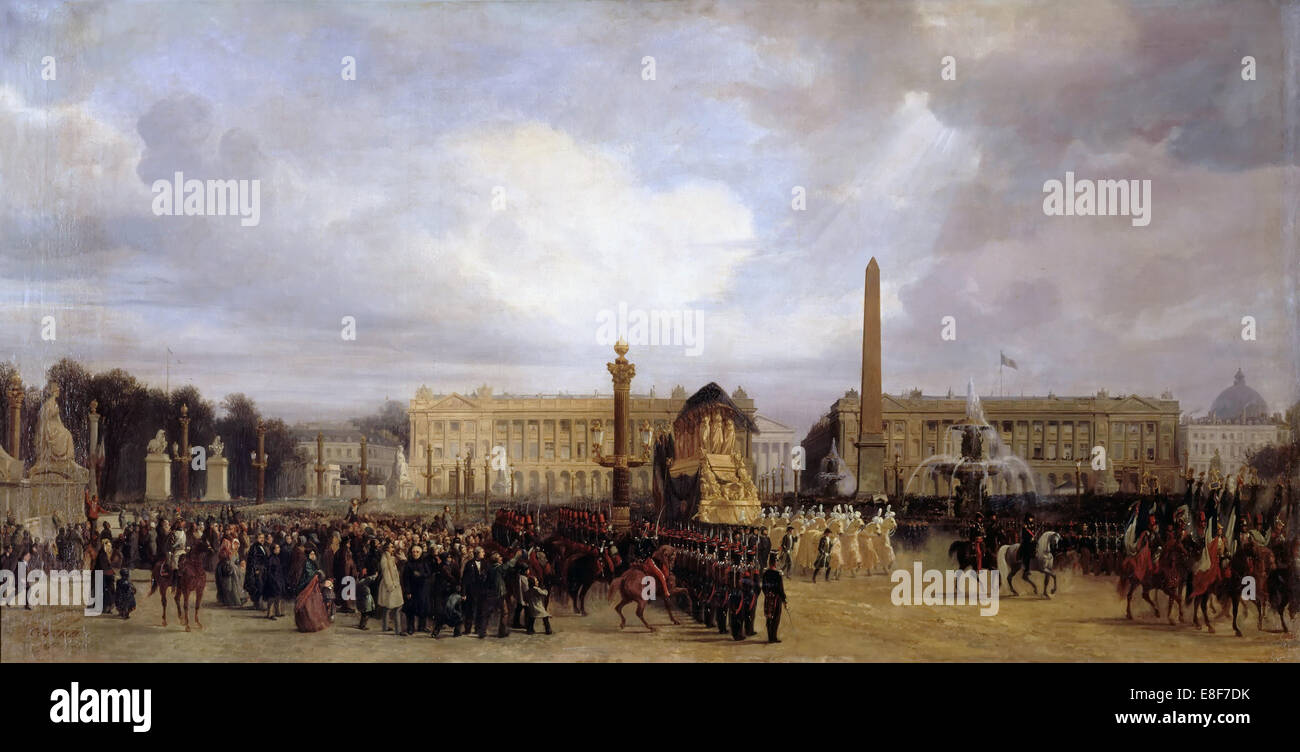 Das Begräbnis Trauerzug von Napoleon ich übergeben durch die Place De La Concorde 15. Dezember 1840. Künstler: Guiaud, Jacques (1810-1876) Stockfoto