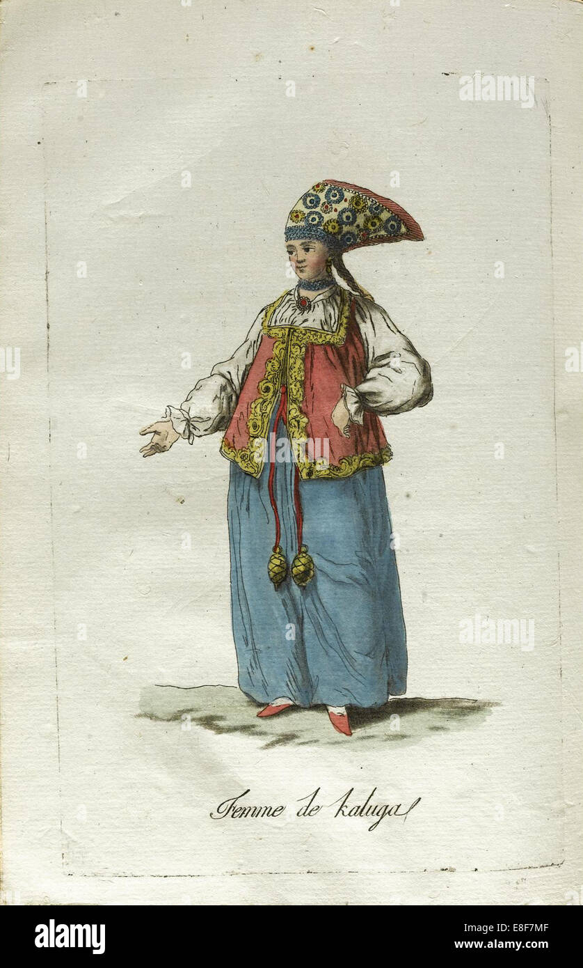 Ein Mädchen aus Kaluga im Festtagskleid. Künstler: Grasset de Saint-Sauveur, Jacques (1757-1810) Stockfoto