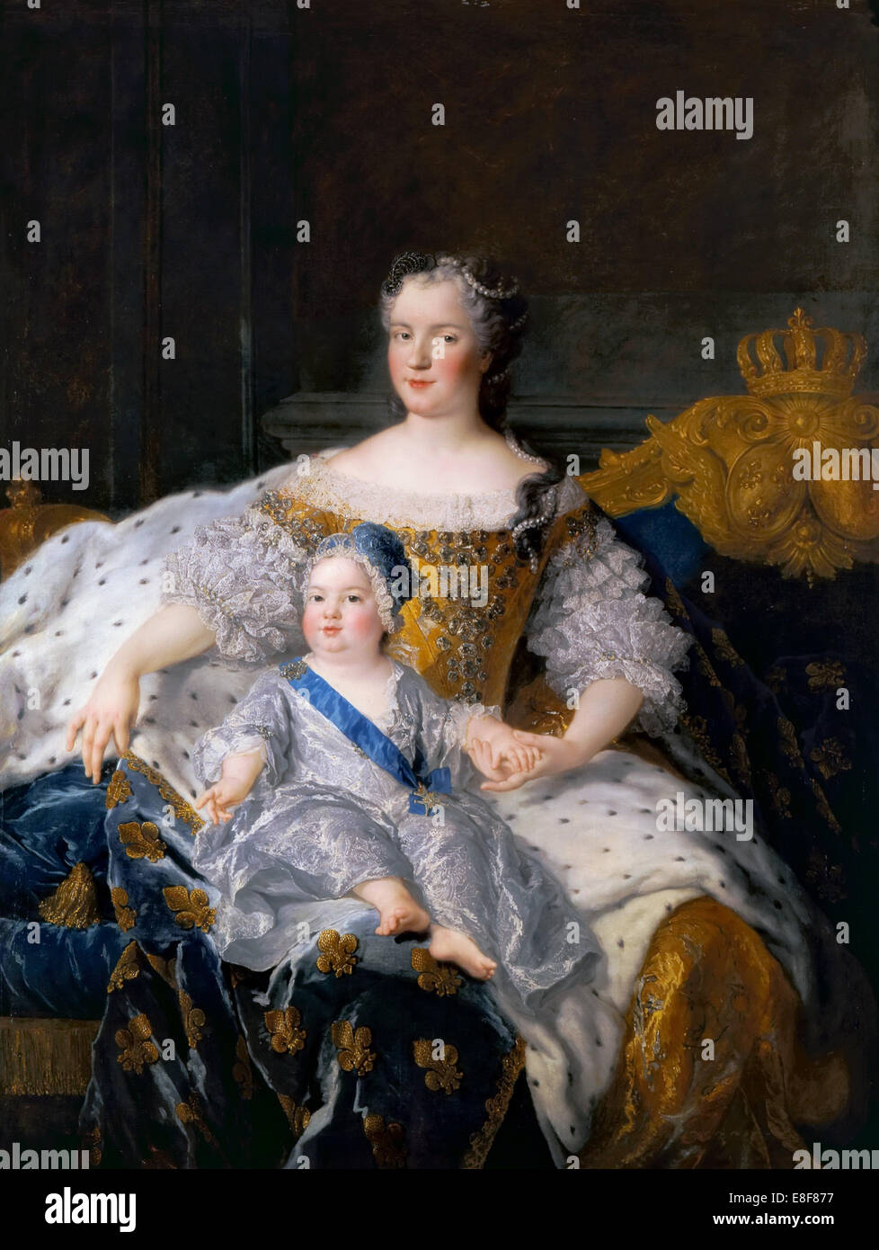 Marie Leszczynska mit Louis, Dauphin von Frankreich. Künstler: Belle, Alexis Simon (1674-1734) Stockfoto