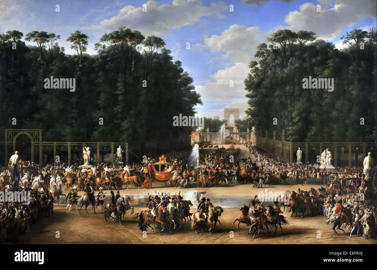 Die hochzeitsprozession von Napoleon I und Marie-Louise Überquerung der Jardin des Tuileries am 2. Apri Artist: Garnier, Étienne-Barthélémy (1759-1849 Stockfoto