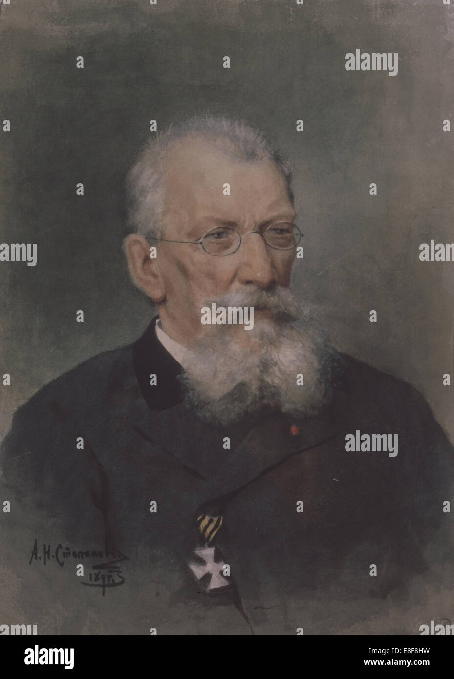 Porträt des Künstlers Pyotr P. Sokolov (1821-1899). Künstler: Stepanov, Alexander Nikolajewitsch (1861-1911) Stockfoto