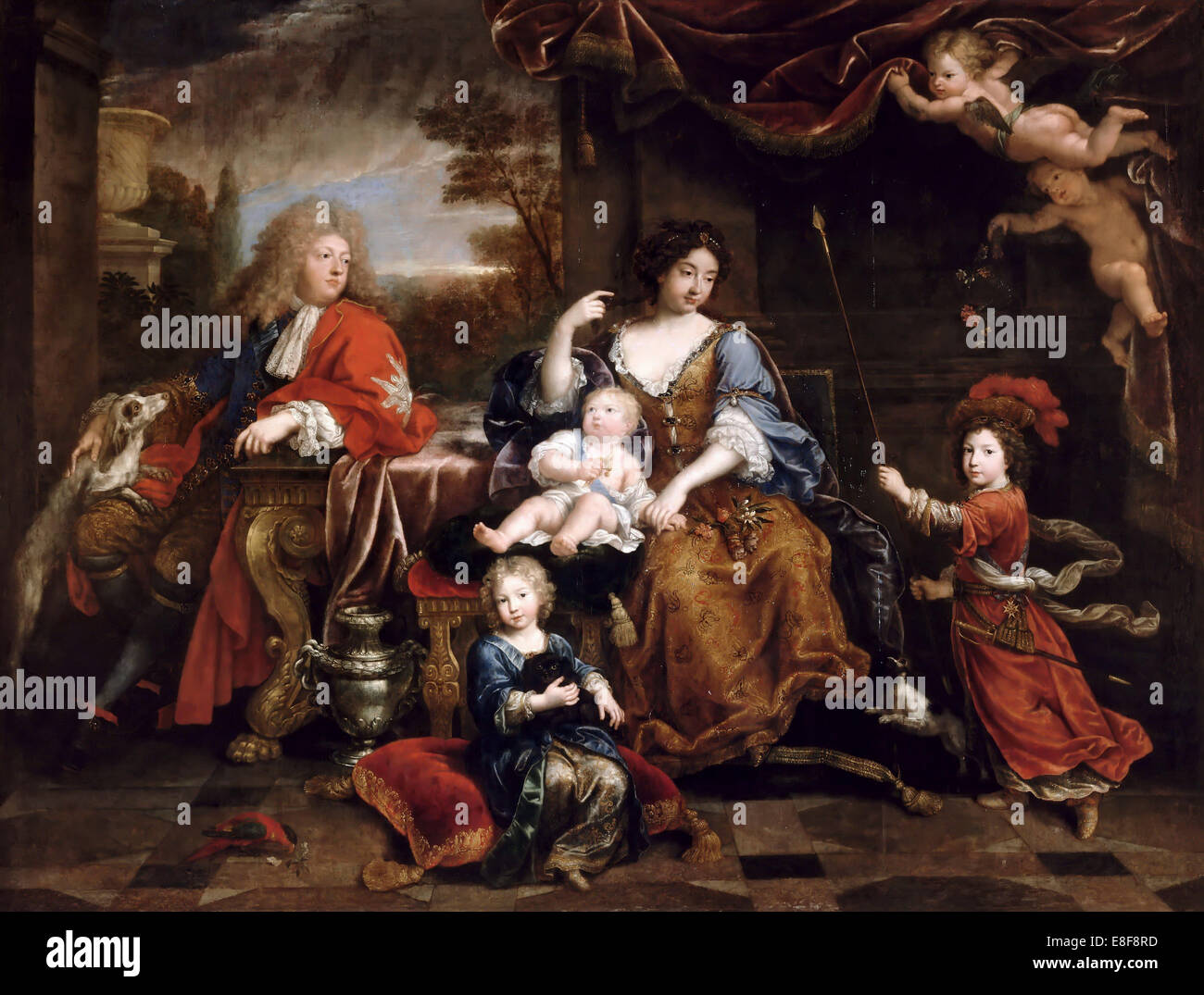 Ludwig von Frankreich, Grand Dauphin (1661-1711), mit seiner Familie. Künstler:-Mignard, Pierre (1612-1695) Stockfoto