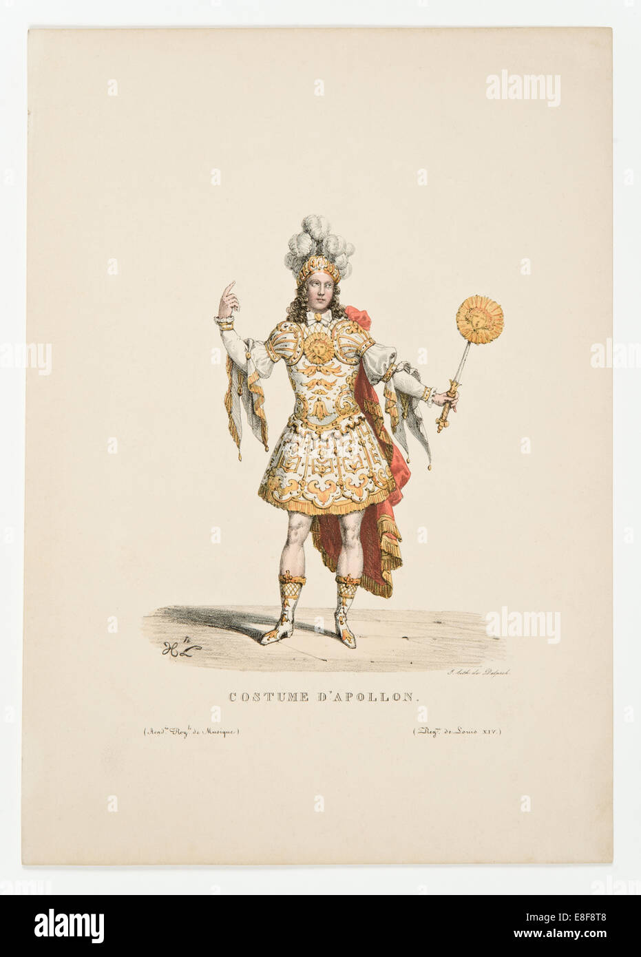 Louis XIV als Apollo im Ballett Noces de Thétis et Pélée im Jahre 1654. Künstler: anonym Stockfoto