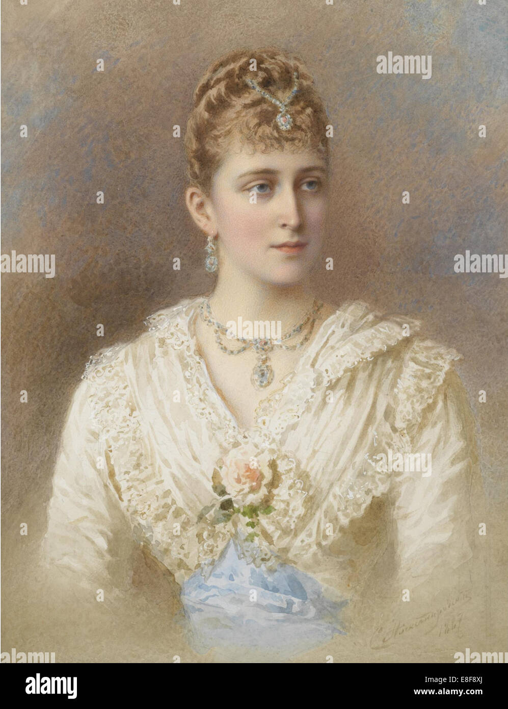 Porträt der Großherzogin Elisabeth Fyodorovna (1864-1918). Artist: Alexandrovsky, Stepan Fyodorovich (1843-1906) Stockfoto