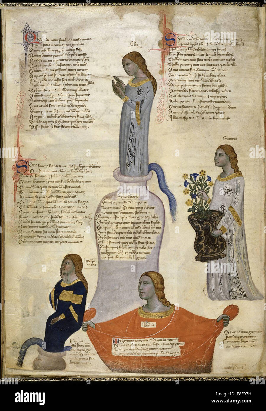 Vier Musen (aus Regia Carmina von Convenevole da Prato). Künstler: Pacino di Buonaguida (aktive 1302-1343) Stockfoto